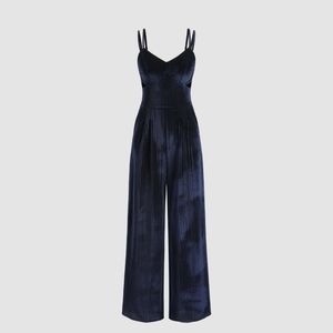 Navy Blue Velvet Jumpsuit
